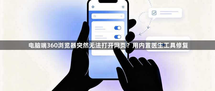 电脑端360浏览器突然无法打开网页？用内置医生工具修复1