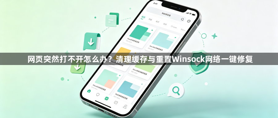 网页突然打不开怎么办？清理缓存与重置Winsock网络一键修复1